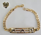 (1-0584) Gold Laminate Bracelet- 5mm Curb Link Bracelet w/Plate-7''-BGF - Fantasy World Jewelry