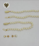 (MSET-18) Gold Laminate - Mallorca Pearls Set - Fantasy World Jewelry