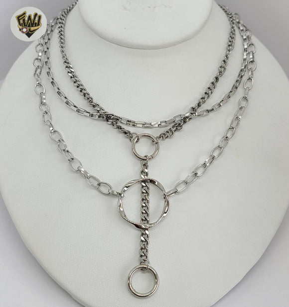 (4-7062) Stainless Steel - 5mm Layered Chains Necklace - 20