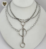 (4-7062) Stainless Steel - 5mm Layered Chains Necklace - 20". - Fantasy World Jewelry