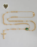 (1-3354) Gold Laminate - 5mm Saint Jude Thaddeus Rosary Necklace - 24" - BGO.