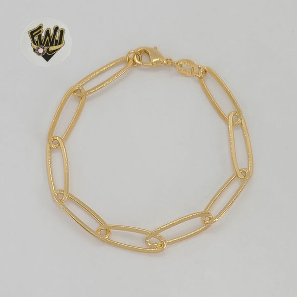 (1-0484) Gold Laminate - 7mm Paper Clip Link Bracelet - 7