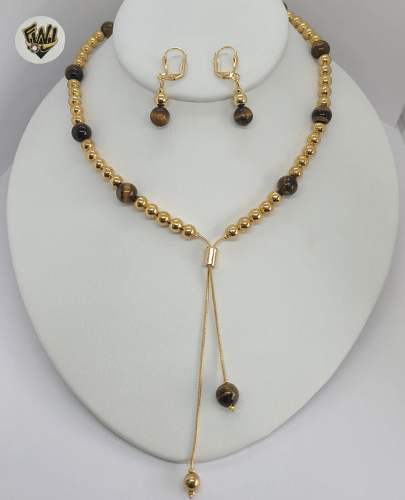 (1-6474) Gold Laminate - Tiger Eye Beads Set - BGF - Fantasy World Jewelry