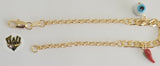 (1-0662) Gold Laminate -3mm Rolo Link Bracelet w/ Charms -7.5''-BGF - Fantasy World Jewelry