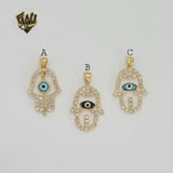 (1-2253) Laminado Oro - Colgantes Mano Hamsa - BGF