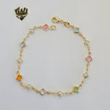 (1-0651) Gold Laminate - 5mm Beads and Pearl Bracelet - 7.5" - BGF - Fantasy World Jewelry