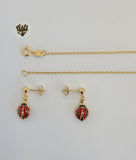 (1-6133) Gold Laminate - Ladybug Set - BGF - Fantasy World Jewelry