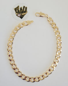 (1-60014) Gold Laminate - 7mm Curb Link Men Bracelet- 9" - BGF - Fantasy World Jewelry