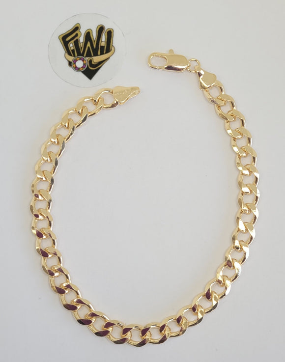 (1-60014) Gold Laminate - 7mm Curb Link Men Bracelet- 9