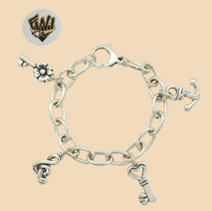 (2-0315) 925 Sterling Silver - 9mm Charms Bracelet. - Fantasy World Jewelry