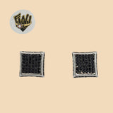 (2-3095) 925 Sterling Silver - Square Zircon Earrings. - Fantasy World Jewelry