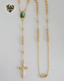 (1-3354) Gold Laminate - 5mm Saint Jude Thaddeus Rosary Necklace - 24" - BGO.