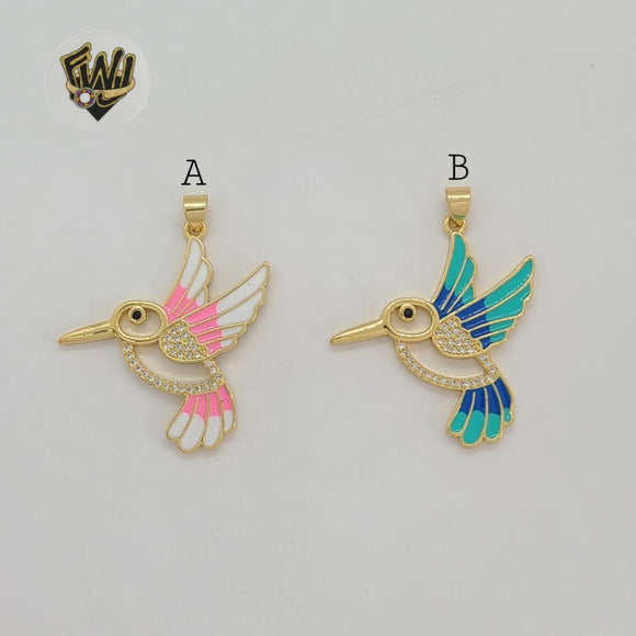 (1-2263-2) Gold Laminate - Bird Pendants - BGO