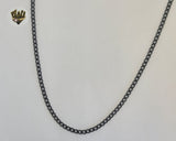 (4-3182) Stainless Steel - 3mm Black Curb Link Chain - 20" - Fantasy World Jewelry