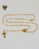 (1-3352) Gold Laminate - 2.5mm Mary Virgin Rosary Necklace - 18" - BGO
