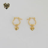 (1-2588-1) Gold Laminate - Heart Charm Hoops - BGF