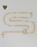 (1-3355) Gold Laminate - 3mm Miraculous Virgin Rosary Necklace - 18" - BGF.