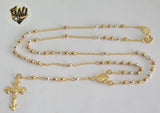 (1-3358-1) Gold Laminate - 2.5mm Beads Rosary Necklace - 18''- BGF. - Fantasy World Jewelry