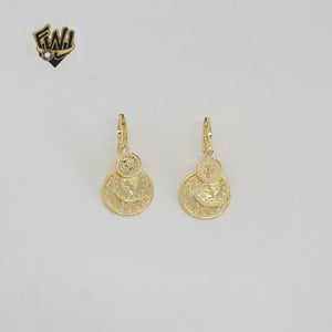 (1-2978) Gold Laminated - Coin Charms Hoops - BGF