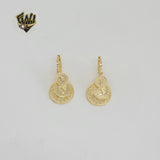 (1-2978) Gold Laminated - Coin Charms Hoops - BGF