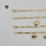 (1-6194) Gold Laminate - Figaro Chains with Elephants Set- BGO - Fantasy World Jewelry