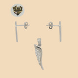 (2-6315) 925 Sterling Silver - Angel Wings Zircon Set. - Fantasy World Jewelry