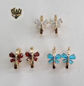 (1-2955) Gold Laminate - Butterflies Hoops - BGO - Fantasy World Jewelry