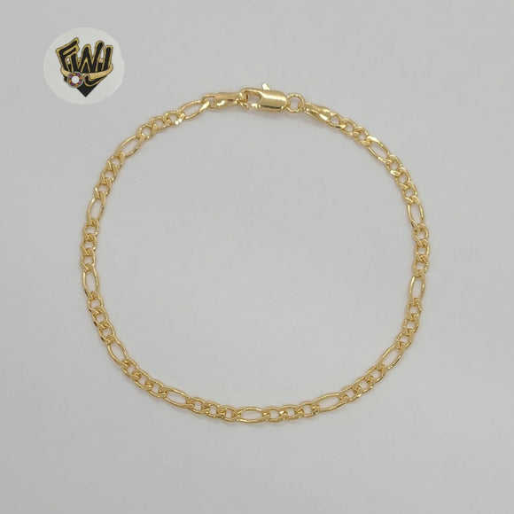 (1-0423) Gold Laminate - 3mm Figaro Link Bracelet - 7.5