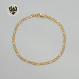 (1-0423) Gold Laminate - 3mm Figaro Link Bracelet - 7.5" - BGF - Fantasy World Jewelry
