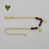 (1-0701) Laminado de oro - Pulsera Mariner Link Azabache y elefantes de 4 mm - 7,5" - BGF