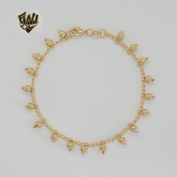 (1-0448-1) Gold Laminate - 2mm Open Link Balls Bracelet - 7