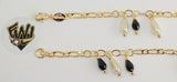 (1-0906) Gold Laminate - 3mm Link w/ Charms Bracelet - 7" - BGO - Fantasy World Jewelry