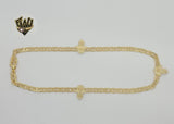 (1-0106) Gold Laminate - 3mm Marine Link Hamsa Hand Anklet - 9.5" - BGF - Fantasy World Jewelry
