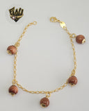 (1-0908) Gold Laminate - 2.5mm Link w/ Charms Bracelet - 7" - BGF - Fantasy World Jewelry