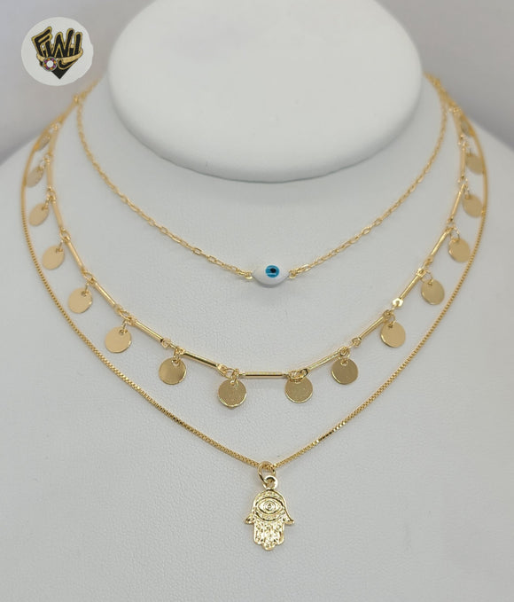 (1-6496) Gold Laminate - Charms Layering Necklace - BGF - Fantasy World Jewelry