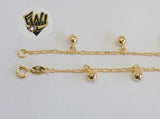 (1-0256) Gold Laminate - 2.5mm Link Anklet w/Charms - 10" - BGF - Fantasy World Jewelry