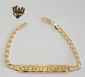 (1-60071) Gold Laminate - 5mm Curb Link Men Bracelet w/Plate - 8" - BGF - Fantasy World Jewelry