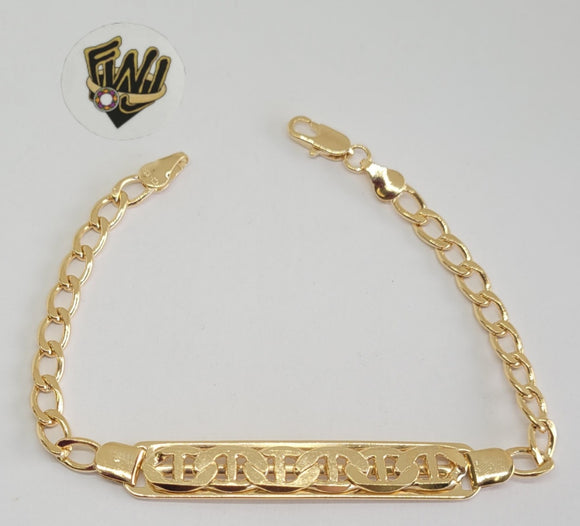 (1-60071) Gold Laminate - 5mm Curb Link Men Bracelet w/Plate - 8