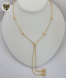 (1-6079) Gold Laminate - Box Link Adjustable Ball Necklace - BGF