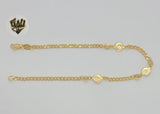 (1-0141) Laminado de oro - Tobillera con monedas y eslabones curvos de 3 mm - 10" - BGF