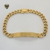 (4-4255) Stainless Steel - 8mm Curb Link Plate Bracelet - 8.5" - Fantasy World Jewelry