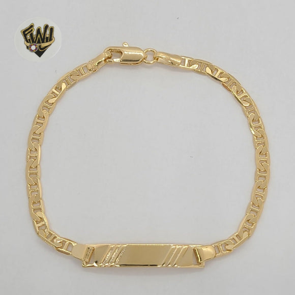 (1-0955) Gold Laminate - 3mm Marine Link Plate Bracelet - 6.25