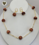 (1-6227) Gold Laminate - Chain with Beads Set - BGO - Fantasy World Jewelry