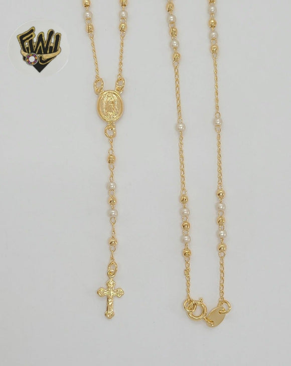 (1-3328-2) Laminado de oro - Collar Rosario Virgen de Guadalupe de 3 mm - 18