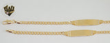 (1-60063) Gold Laminate -4mm Curb Link Men Bracelet w/ Plate - 8" - BGF - Fantasy World Jewelry