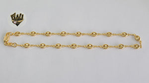 (1-0048) Gold Laminate - 4.5mm Puff Marine Anklet - 10" - BGF - Fantasy World Jewelry