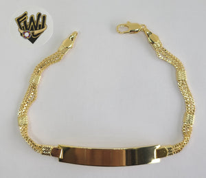 (1-0585) Gold Laminate Bracelet- 4.5mm Link Bracelet w/Plate-8''-BGO - Fantasy World Jewelry
