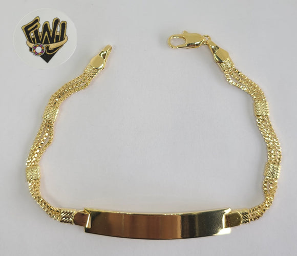 (1-0585) Gold Laminate Bracelet- 4.5mm Link Bracelet w/Plate-8''-BGO - Fantasy World Jewelry