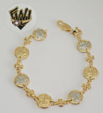 (1-0836) Gold Laminate -6mm Saint Benedict Bracelet - 7.5" - BGF - Fantasy World Jewelry