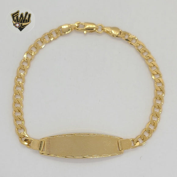 (1-0958) Gold Laminate - 4.5mm Curb Link Plate Bracelet - 7